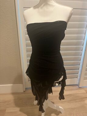 Black Asymmetrical sleeveless Ruched Top